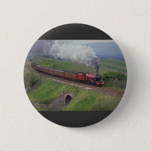 Steam train 6 cm round badge