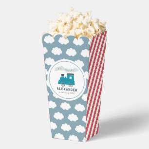 Steam Train All Aboard Blue Boy Birthday Popcorn Favour Box