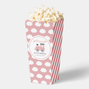 Steam Train All Aboard Pink Girl Birthday Popcorn Favour Box