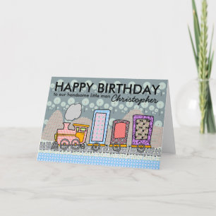 Steam train birthday greeting cards for boys