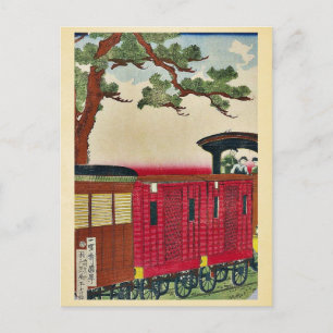 Steam train by Utagawa, Kuniteru Ukiyoe Postcard
