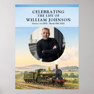 Steam Train Celebration of Life Photo Welcome Sign