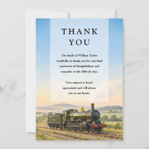 Steam Train Classic Celebration of Life Funeral Thank You Card