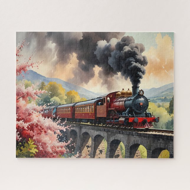 Steam Train Dreams Landscape Artwork Jigsaw Puzzle (Horizontal)