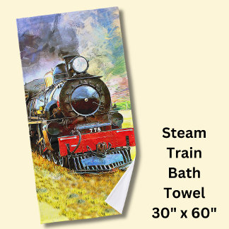 Steam Train Engine Locomotive 778    Bath Towel
