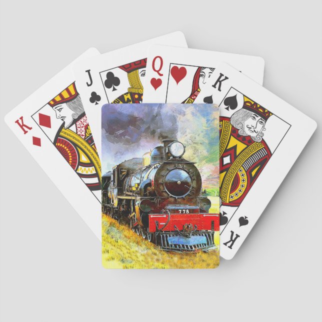 Steam Train Engine Locomotive 778  Playing Cards (Back)