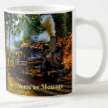 Steam Train Engine Locomotive in Forest Add Name Coffee Mug<br><div class="desc">Steam Train in the Forest Mug - A Great Gift for any Train Enthusiast

Add a Name or another Message
or remove the text to leave it blank

See my Store for lots of other Railroad Items.</div>
