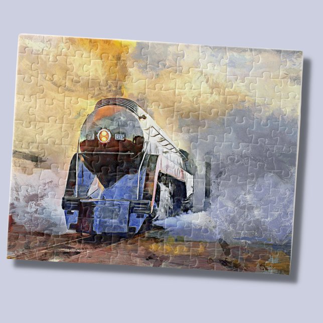 Steam Train Engine Locomotive Painting Railroad Ji Jigsaw Puzzle (Creator Uploaded)