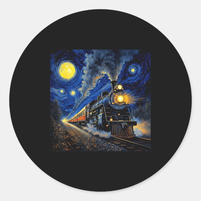 Steam Train Graphic For Men Boys Locomotive  Classic Round Sticker (Front)