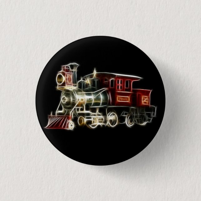 Steam Train Locomotive Engine 3 Cm Round Badge (Front)