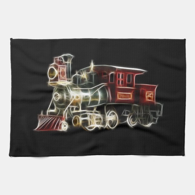 Steam Train Locomotive Engine Tea Towel (Horizontal)