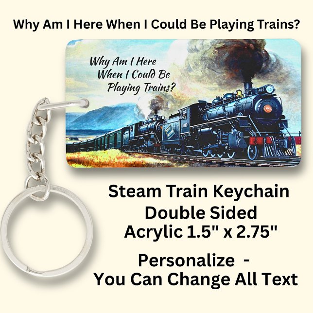 Steam Train Locomotive Engines with Text Key Ring (Creator Uploaded)