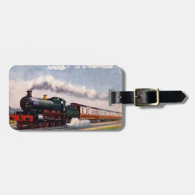 Steam Train Luggage Tag. Tag (Front Horizontal)