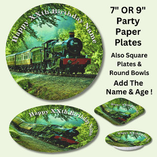 Steam Train Man's Birthday Party  Paper Plate