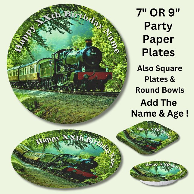 Steam Train Man's Birthday Party  Paper Plate (Creator Uploaded)