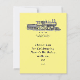 Steam Train Man's Men's Birthday Party Thank You Card
