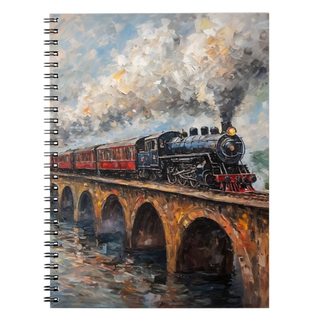 Steam Train on a Bridge - Oil Painting Notebook (Front)