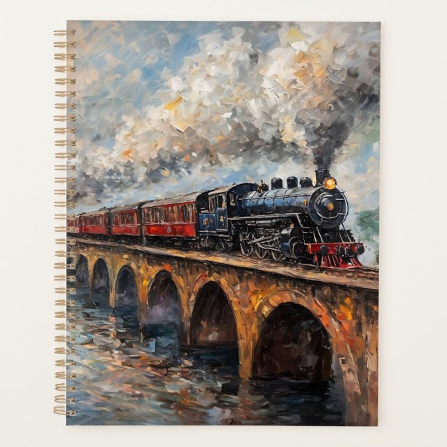 Steam Train on a Bridge - Oil Painting Planner (Front)