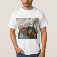 Steam Train on a Bridge - Oil Painting