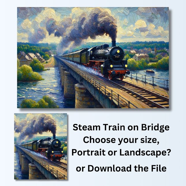 Steam Train on Bridge Painting Poster (Creator Uploaded)