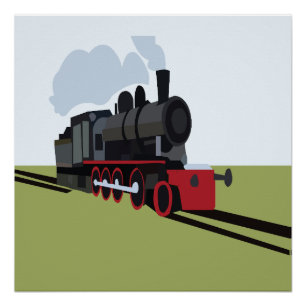 Steam Train Railroad Poster