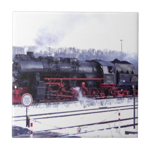 steam train railway locomotive station engine tile