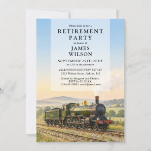 Steam Train Railway Retirement Party Invitation