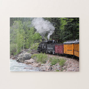 Steam train & river, Colorado Jigsaw Puzzle