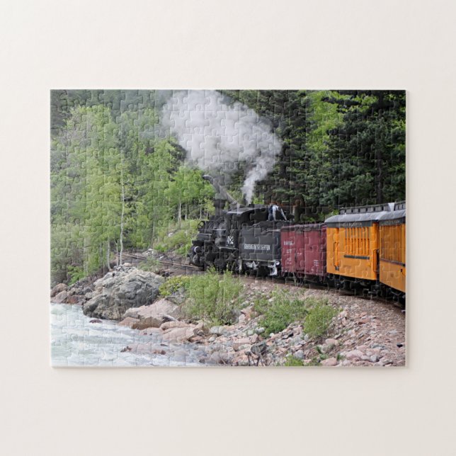 Steam train & river, Colorado Jigsaw Puzzle (Horizontal)