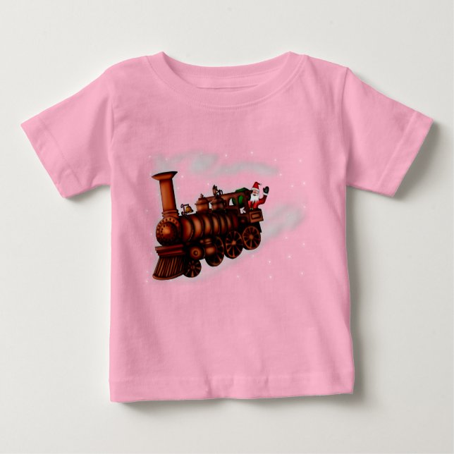Steam Train Santa, babies Baby T-Shirt (Front)