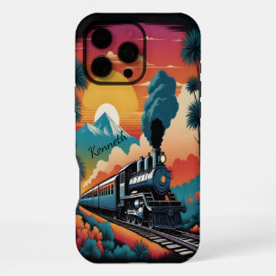 Steam Train Sunset Journey iPhone 16 Pro Max Case