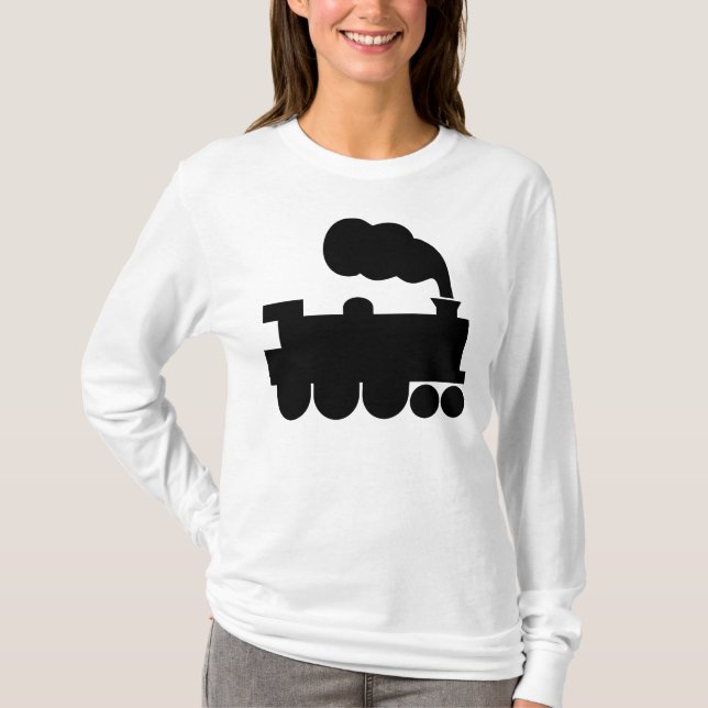 Steam Train Symbol - Black T-Shirt (Front)
