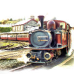 STEAM TRAIN TILE<br><div class="desc">Wales, the land of the little steam trains. These little Welsh steam trains were mainly used originally for hauling slate from the quarries. A digital oil painting.</div>