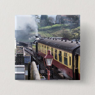 STEAM TRAINS 15 CM SQUARE BADGE