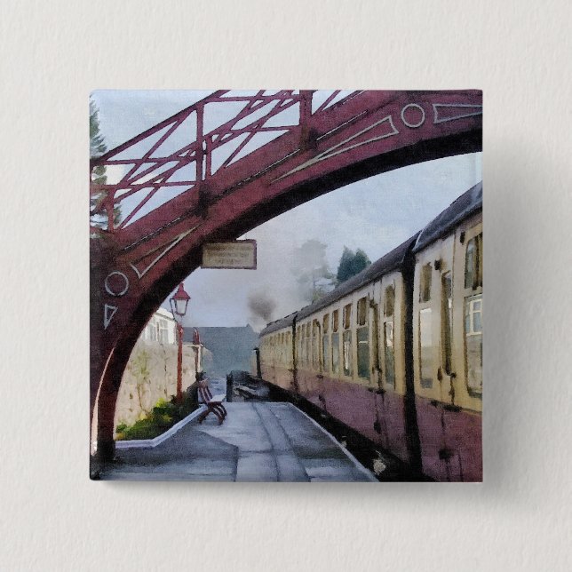 STEAM TRAINS 15 CM SQUARE BADGE (Front)