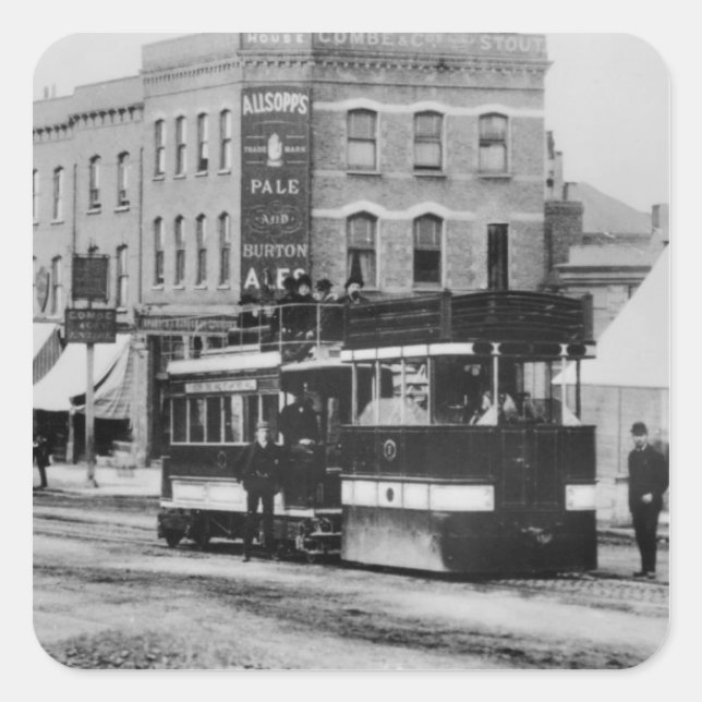Steam Tram in North London in the 1880s Square Sticker (Front)