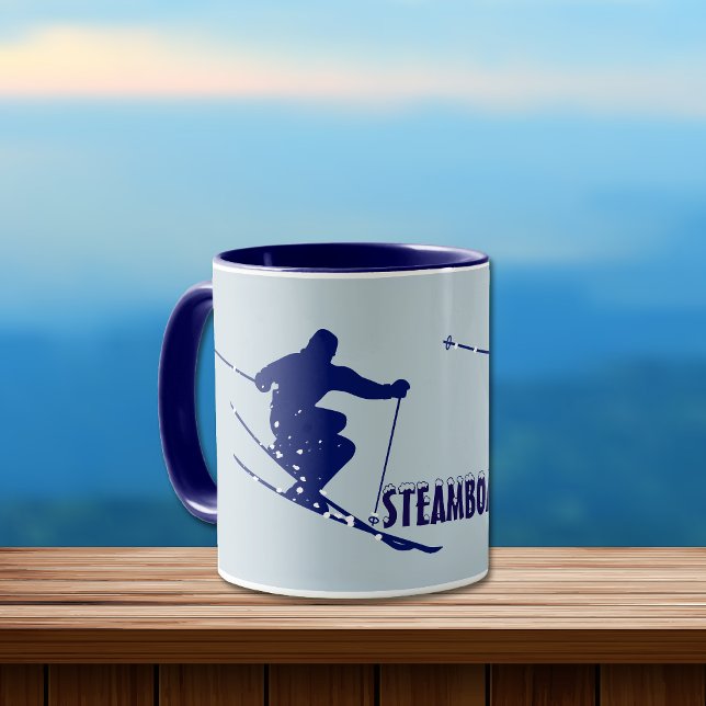 Steamboat Blue Skier Two-Tone Coffee Mug (Creator Uploaded)