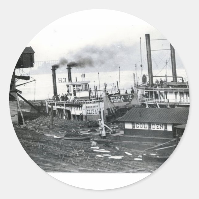 steamboat classic round sticker (Front)