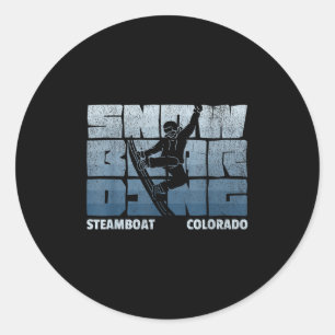 Steamboat Colorado Snowboarding Resort Vintage Sno Classic Round Sticker