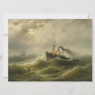 Steamboat in a Storm on the North Sea Card