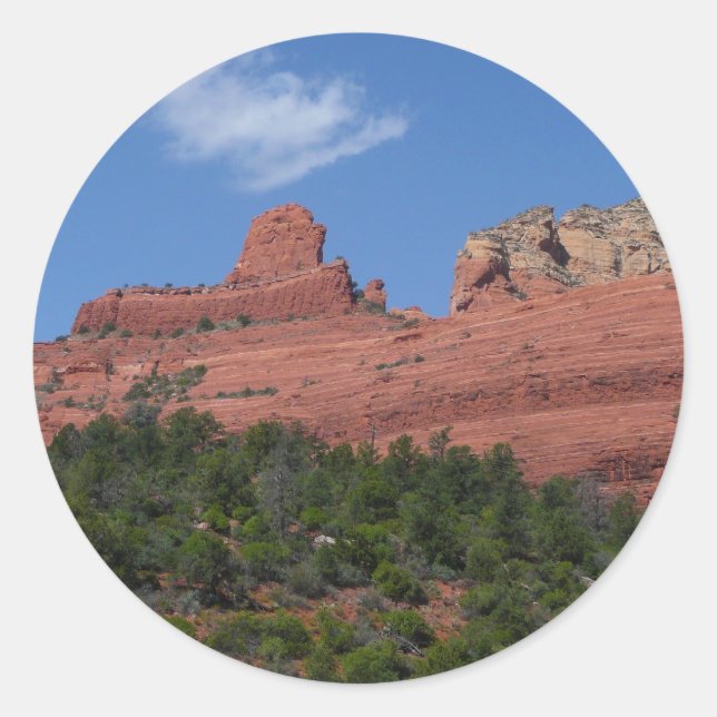 Steamboat Rock in Sedona Arizona Photography Classic Round Sticker (Front)