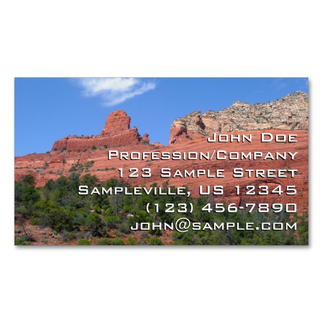 Steamboat Rock in Sedona Arizona Photography Magnetic Business Card (Front)