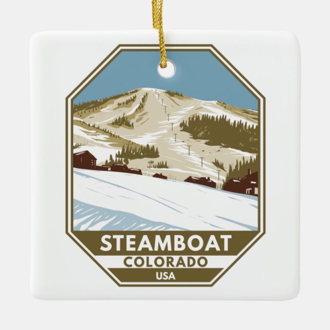 Steamboat Ski Area Winter Colorado Ceramic Ornament (Front)