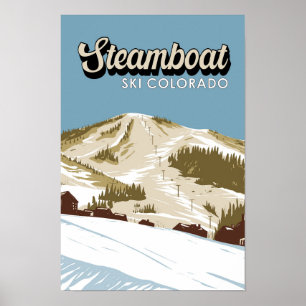 Steamboat Ski Area Winter Colorado Vintage Poster