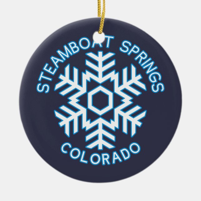 Steamboat Springs, Colorado Ceramic Tree Decoration (Front)