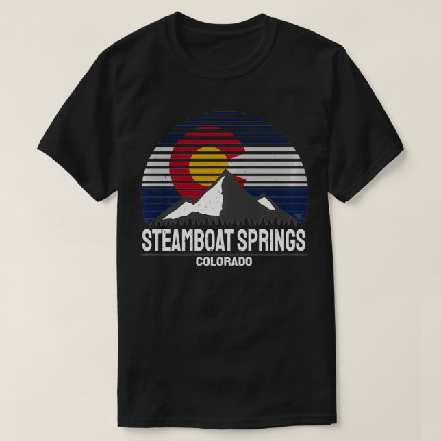 Steamboat Springs Colorado  Colorado Flag  T-Shirt (Design Front)