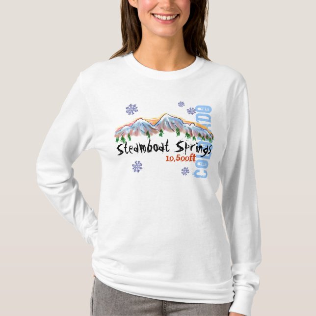 Steamboat Springs Colorado elevation ladies hoodie T-Shirt (Front)