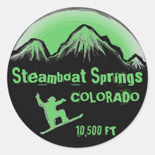 Steamboat Springs Colorado green snowboard sticker