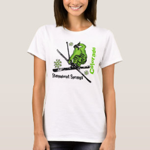 Steamboat Springs Colorado ladies green ski tee
