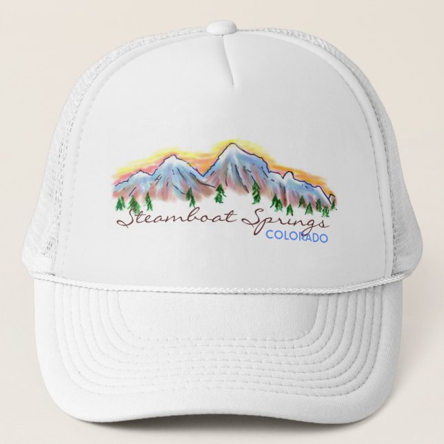 Steamboat Springs Colorado mountain art hat (Front)